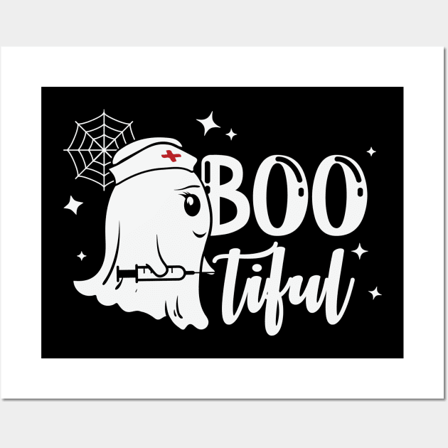 Bootiful Ghost Nurse Halloween Gift Wall Art by BadDesignCo